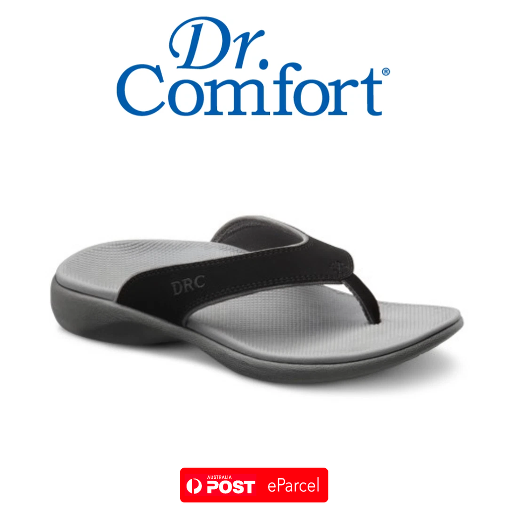 Dr Comfort Collin Wide Men's Thongs Black